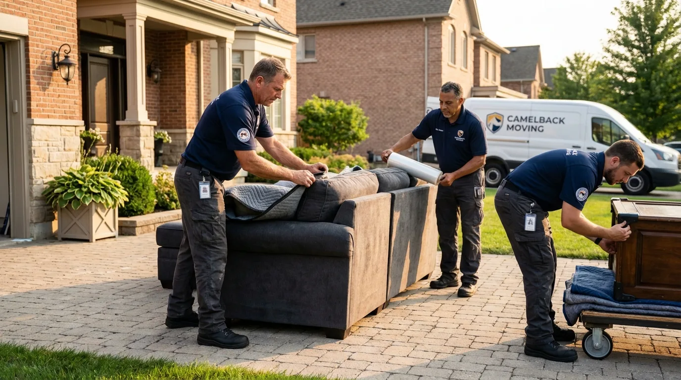 Large estate moving crew wrapping furniture in Albany, GA