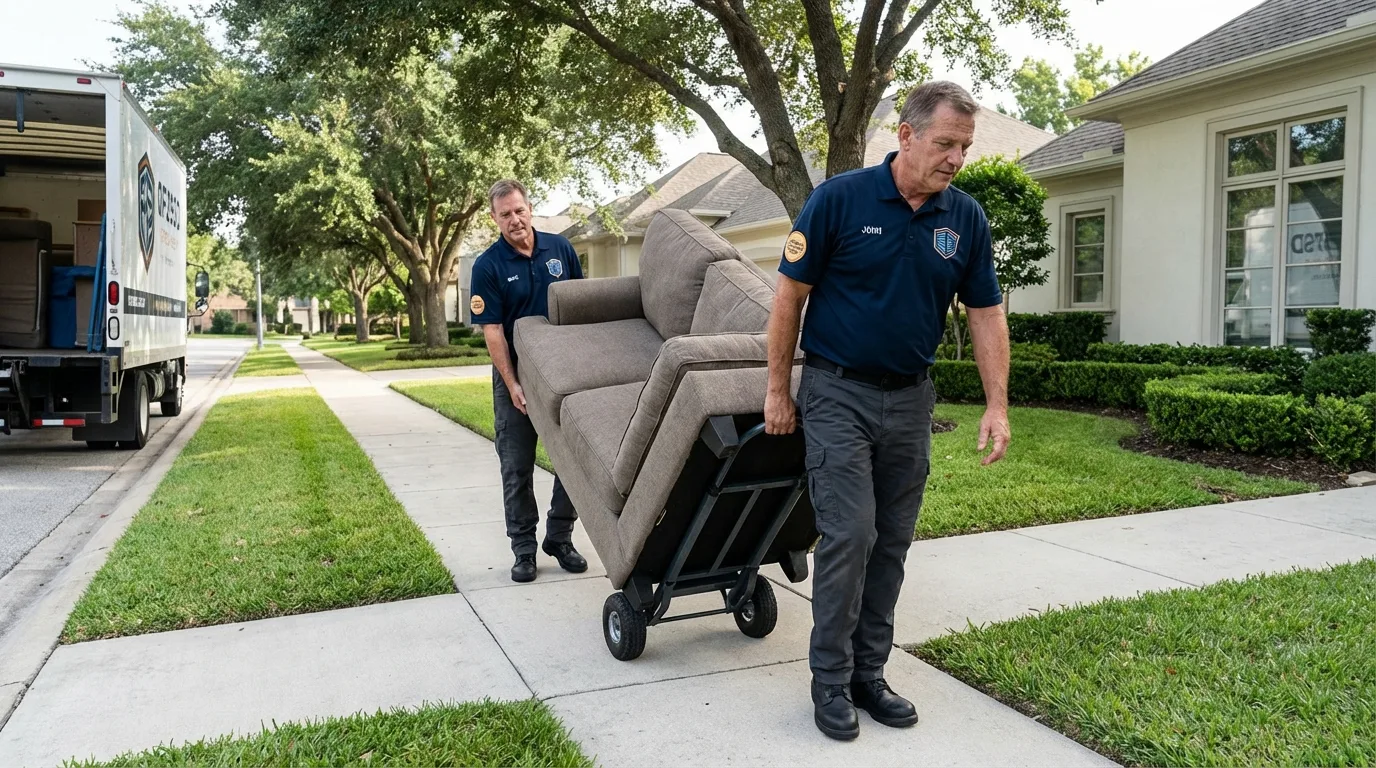 Local residential moving crew loading furniture in Albany, GA